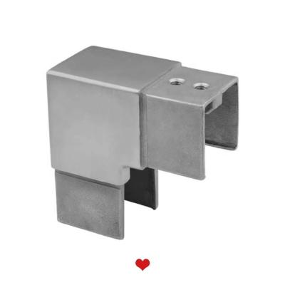 China Modern 90 Degree Slotted Square Pipe Connector Horizontal Flush Rectangular Tube Common Straight Elbow for sale