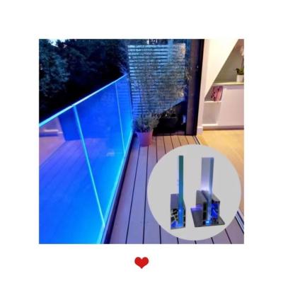 China China Modern Custom Balcony Floor Aluminum U Channels Clamp Profile Hardware With Led Light For Glass Balustrade for sale