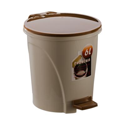 China PP Manufacturer Produce Good Quality Indoor Home Household Trash Can 6L 9.5L Foot Pedal Plastic Trash Cans for sale