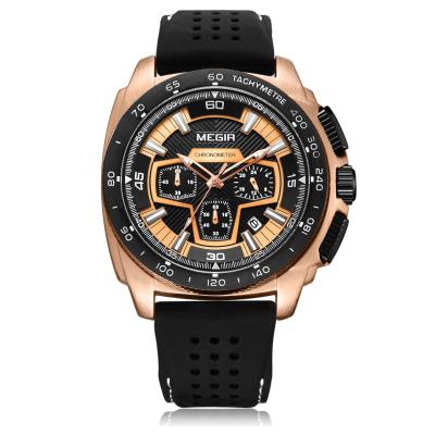 China MEGIR 2056 Automatic Date Mens Silicone Strap Chronograph Sports Casual Waterproof Military Wristwatches For Men for sale