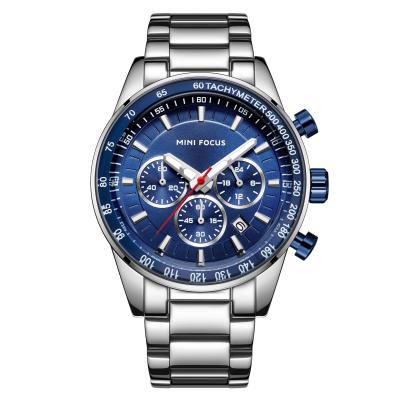 China Auto Date Minifocus FOCUS 0187G Men Quartz Watch Stainless Steel Strap Multifunctional Calendar Sports Mens Watches Luxury Brand for sale