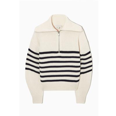 China Anti-wrinkle CaiNan wool zipper women sweater cotton half lapel custom stripe knit fashionable sweaters women tank top rayas lana mujer for sale