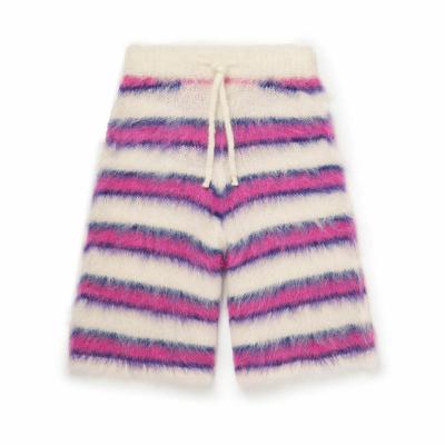 China Anti-wrinkle CaiNan custom drawstring striped men knit fluffy mohair pants luxury designer mohair shorts for sale