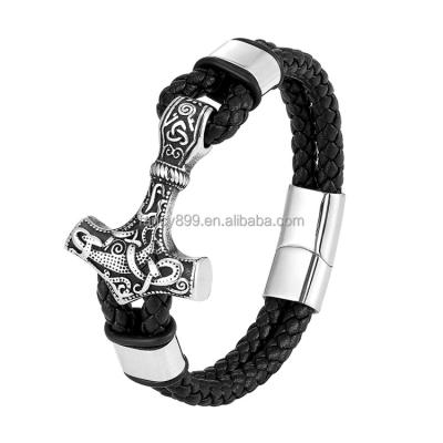 China Viking FASHION Personalized Genuine Leather Bracelets Magnetic Stainless Steel Clasps Real Leather Bracelet for sale