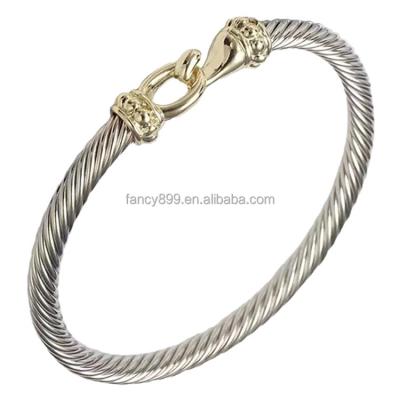 China Wholesale CLASSIC Twisted Cable Wire Bangles For Women Jewelry Stainless Steel Bangles Chunky Bangle for sale