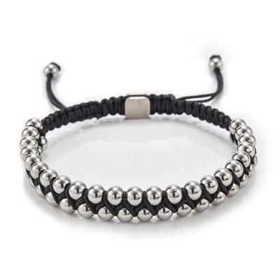 China FASHIONABLE Hot Selling Trendy Silver Beaded Rope Bar Handmade Adjustable Braided Bracelets for sale