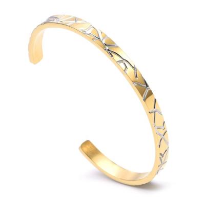 China Simple Design Neo-Gothic Personalized Gold Plated Silver Bangle Women Cuff Bracelet for sale