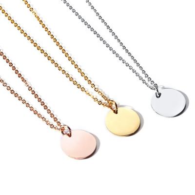 China Romantic Delicate Round Stainless Steel Necklace High Polished Gold Pendant Necklace For Women for sale