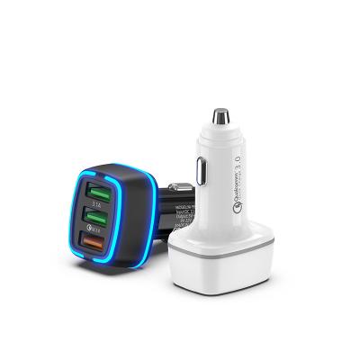 China China-chic New QC 3.0 Car 3-Port Fast Charging Charger With Led for sale