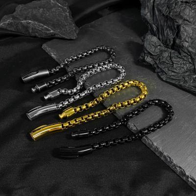 China New Vintage Hiphop Hip Hop Simple Design Bracelt Men's Punk Bracelets Gold Color Silver Stainless Steel for sale