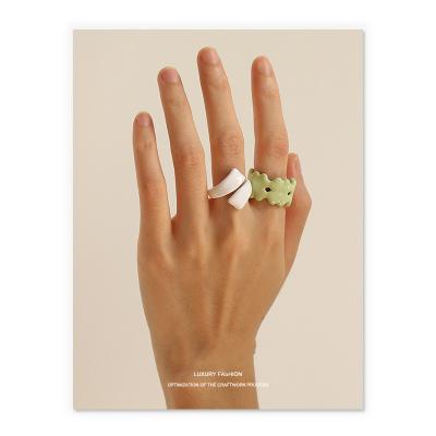 China FASHIONABLE unique design oil drop candy colored open ring handcrafted geometric irregular enamel ring for sale