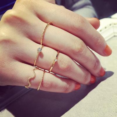 China 2021 Fashion TRENDY Girl 5pc/set Ring Set Gold Plated Finger Rings Women Jewelry Set for sale