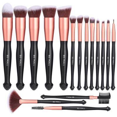 China BS-MALL Diamond Makeup Brushes 16PCS Handle Synthetic Fiber Makeup Brushes 2022 Black Wooden Black Diamond Skin-friendly for sale