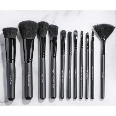 China Skin-Friendly Professional Custom Makeup Brushes 11PCS Private Label Vegan Synthetic Matte Black Make Up Brush Set Wholesale for sale