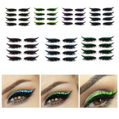 China Waterproof 4 Pairs Self-adhesive Reusable Eyelash Stickers Waterproof Eyeliner Glitter Eye Liner Eyelash Stickers for sale