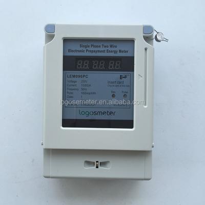 China Single Phase KWH Meter Electronic Prepaid Type Smart Card Energy Meter LEM096 for sale