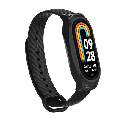 China Colorful Carbon Fiber Pattern MI Band 8 Smart Wristband Amoled Screen Heart Rate Fitness Tracker Waterproof Band Strap for sale