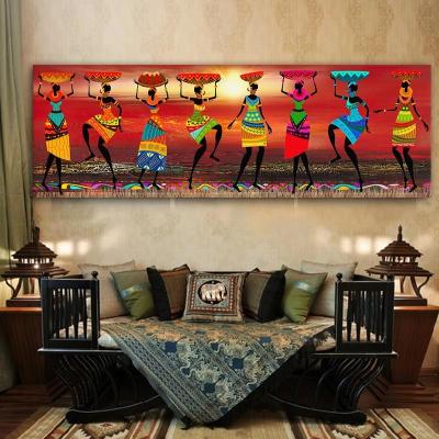 China Waterproof African Women Dancing Colorful Tribal Wall Art Canvas Paintings Abstract Oil Painting Posters And Print Picture For Living Room for sale