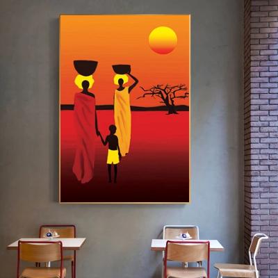 China Waterproof African Culture Art Posters And Prints On The Wall Canvas Painting Sunset Landscape Art Picture For Living Room Aisle Home Decor for sale