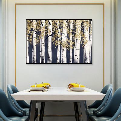 China Gold Modern White Tree Leaves Oil Painting Posters And Prints Living Room Bedroom Home Decoration Wood Wall Art Pictures Modern White for sale