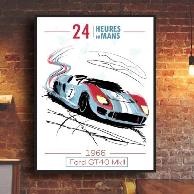 China Waterproof Automobile 24 Hours Le Man Racing Car Canvas Print Poster Painting Wall Art Picture For Living Room Home Decor for sale