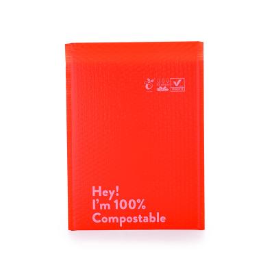 China Biodegradable Custom Bubble Red 100% Compostable Non-Toxic Eco-Friendly Waterproof Mailers For Cosmetic for sale