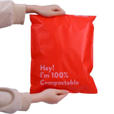 China Many Size Advertisements Poly Envelope Messenger Clothes Packing Compostable Strong Adhesive Red Poly Bag for sale