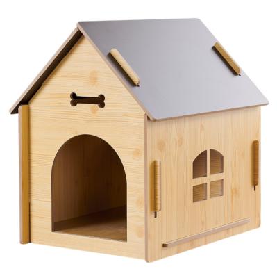 China Sustainable S-M-L Four Seasons Pet Wooden Nest For Dog And Cat Land Pet Play House Wooden Dog Cat Bed for sale