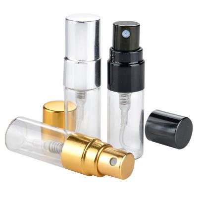 China Glass Bottle Vial Refill Sample Gift Cosmetic Spray Tube 2ml 3ml 5ml 10ml Mini Round Travel Perfume Atomizer with Gold Mist Sprayer for sale