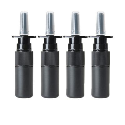 China White Empty Plastic Medicine 5ml HDPE Solid Black Mini Nasal Spray Bottle With 18/410 Nasal Fine Mist Sprayer for sale