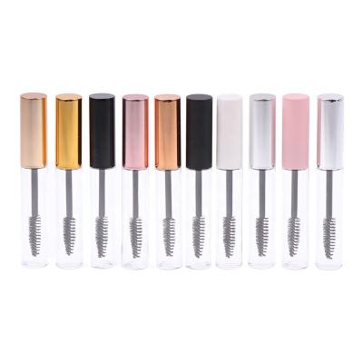 China 10ml Cosmetic Wand Cream Mascara Wand Vial Case Serum Container Empty White Gold Cap Pink Silver Clear Top Eyelash Mascara Wand Tubes With Brush for sale