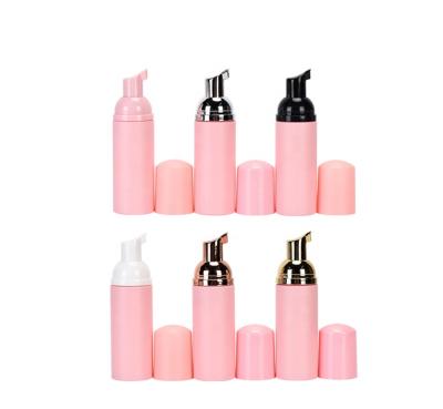 China 1oz 2oz 30ml 50ml 60ml Mini Clear Pink Black Foaming Empty Cosmetic Bottle Face Detergent Plastic Foam Bottle for Lash Sampoo for sale