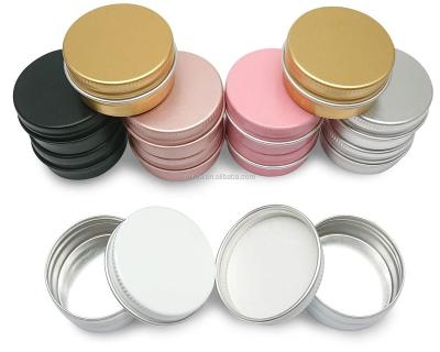 China Empty Container For For Sample Silver Lip Balm 5g 10g 15g 30g 1oz 2oz 60g Tin Containers Screw Top Metal Aluminum Tin Can Empty Storage Jars for sale