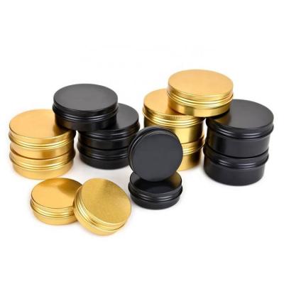 China Empty Container For For Lip Balm Stock 15ml 30ml 60ml 120ml Gold Stock 15ml 30ml 60ml 120ml Black Aluminum Candle Soap Ointment Balm Candy Glitter Powder for sale