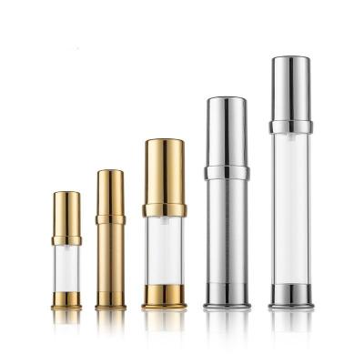 China 5ml 10ml 15ml 20ml 30ml Cosmetic Aluminum Mini Airless Perfume Spray Bottle Gold Silvery For Lotion Cream Packaging for sale