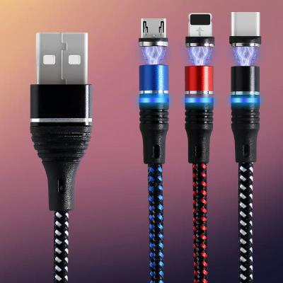 China High Quality MP3/MP4 Player 3 IN 1 LED Light Magnetic USB Cable Mobile Phone Charger Charging Cable for sale