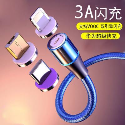 China Hot Selling MP3/MP4 Player 3 in 1 USB Cable 3.3ft Magnetic 3A Charger Data Charging Fast Charging Cord for sale