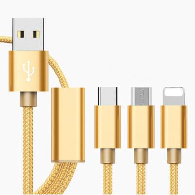 China Premium MP3/MP4 Player USB Cable 3 In 1 USB Cable 5FT 3.1A Micro Type C USB Cable For iPhone Phone for sale