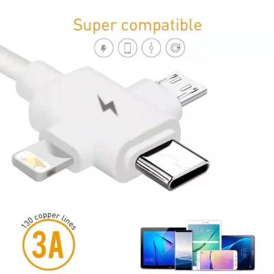 China Cheap Price MP3/MP4 Player 3 In 1 USB Charging Cable 3A Fast Charger For iPhone Charger USB for sale