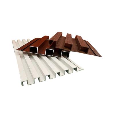 China Waterproof+ECO-Friendly+Easy Install Popular Wooden Color Aluminum Wave Plate Special Shaped Grain Ceiling Great Wall Aluminum Panel For Exterior Wall for sale