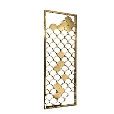 China Modern 2022 Popular rose gold carving metal living room partition solid aluminum wall divider for sale