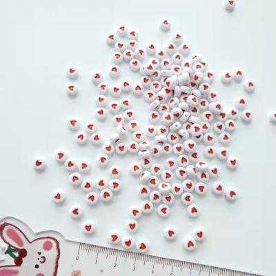 China Plastic Bracelet Bangle 4mm*7mm Luminous Alphabet Beads Acrylic Red Heart Letter Beads For Jewelry Making for sale