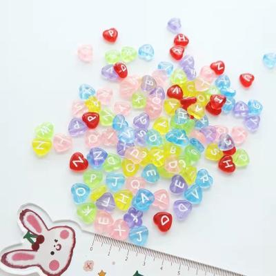 China Wholesale Factory Price Colorful Heart Shape Bangle Bracelet Acrylic Alphabet Beads Letter Plastic Beads For Jewelry Making for sale