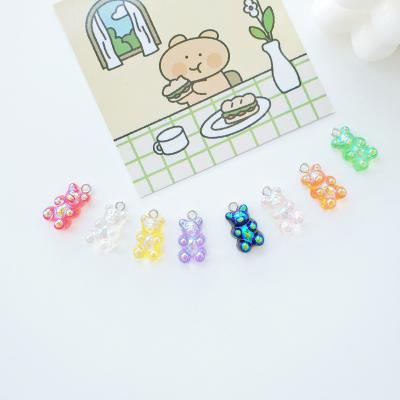 China Wholesale Kawaii Glitter Bangle Bracelet Cute Transparent Gradient Resin Gummy Bear Charms Resin Bear Pendant For Making DIY Necklace Bracelet for sale