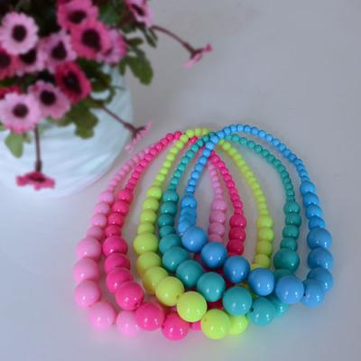 China New Design 2021 Yiwu Romantic Colorful Chunky Round Beaded Necklace For Women Colorful Jewerly for sale