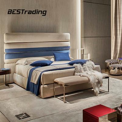 China Modern European Style Double Bed Modern Design Luxury Leather Bed Furniture for sale