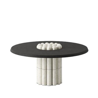 China Customized modern designer natural stone dining table sabi wabi round or rectangular dining table for sale