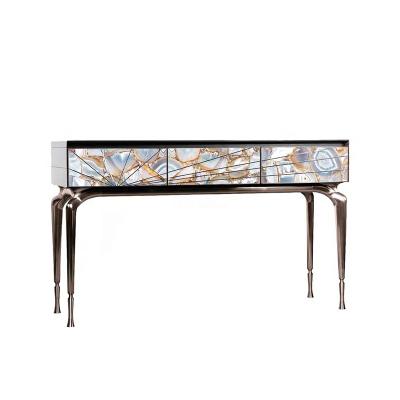 China Environmental Luxury Stainless Steel Console Table Gold for sale