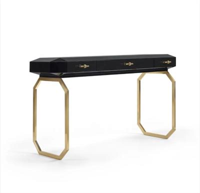 China Customized Black Wood Console Table With Stools for sale