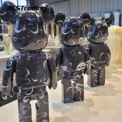 China OEM luxury modern design home art sculpture gold decoration ornaments kaws bear sculpture natural marble decoration for sale